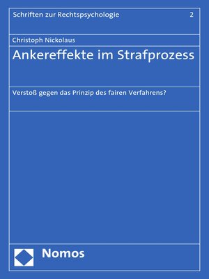 cover image of Ankereffekte im Strafprozess